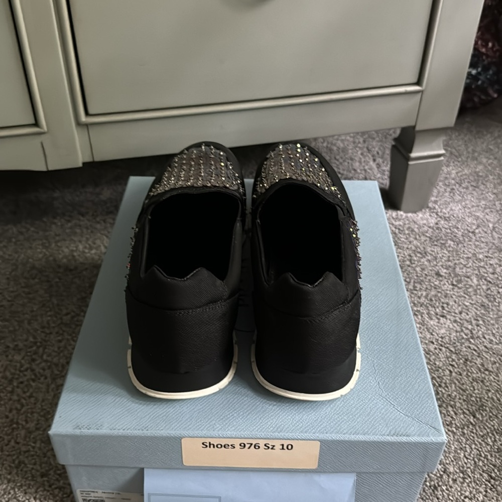 Prada Black Sequin Slip-On Athletic Sneakers - Picture 5 of 10